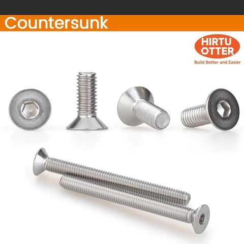 Flat Head Socket Cap Screws Set M3 x 8mm 80 Pcs, DIN 7991, 304 Stainless Steel, Fully Threaded Countersunk Bolts With Bright Finish