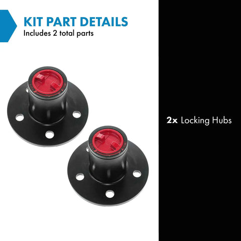 2 Piece Locking Hub Set Manual For Classic 4x4 Replacement Fits 1984 1989 Ford Bronco II, 1991 1994 Explorer, front view