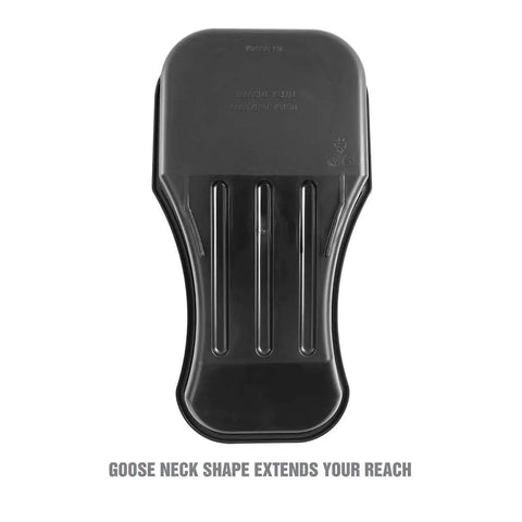 Low Profile Oil Drain Pan With Gooseneck Design 2.8 Quart Heavy Duty Chemical Resistant Plastic Garage Ready top view