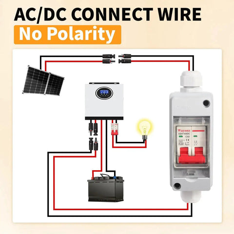 Wiring diagram with Solar Panel Disconnect Switch With IP65 Waterproof Rating Back Mounted DC 500V 32A for Solar PV Systems