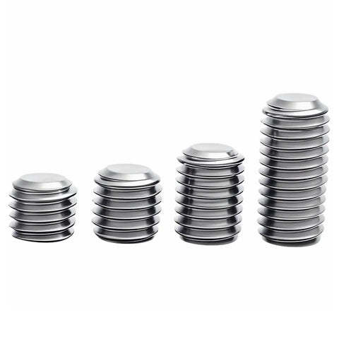 Fine Thread Stainless Hex Socket Set Screws Grub Screws M6 To M16 4 Pack stacked in varying heights