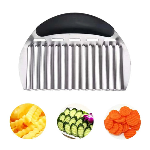 Crinkle Cutter For Veggies And Potatoes Stainless Steel Waffle Fry Cutter With Durable One Piece Handle Rust Resistant Kitchen Knife Ideal For Making French Fries And Veggie Chips At Home ULIFEBETTER.