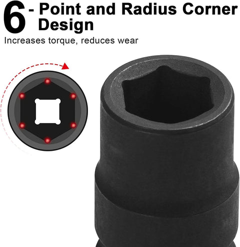 Three Quarter Inch Drive One And One Eighth Inch Standard Impact Socket Made From Chrome Molybdenum Alloy Steel Heat Treated Six Point Design SAE for heavy-duty use