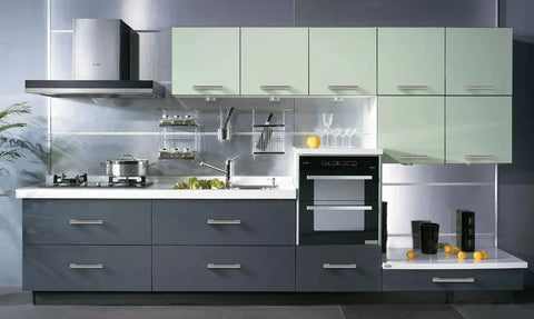 Modern kitchen cabinets with 10 Pack 5 Inch Cabinet Pulls Brushed Nickel Finish With Stainless Steel Tubes For Kitchen Cabinets And Bathroom Hardware Drawer Handles 128mm Hole Center Spacing Durable Zinc Alloy Base Designed For Heavy Use And Easy Clean
