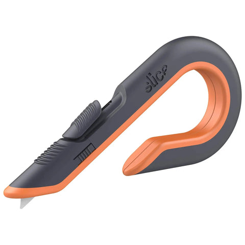 3 Position Box Cutter With Ceramic Zirconia Blade And Locking Blade in side view showing ergonomic design and safety slider