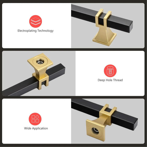 10 Pack Black And Gold Cabinet Pulls 5 1/16 Inch Overall Length With 3 Inch Center Hole with stainless steel and zinc alloy