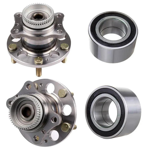4 Pack Front And Rear Wheel Hub Assembly With Wheel Bearing Replacement Non ABS 5 Lug Fits Hyundai Elantra 2011 2016 Veloster 2012 2016 Kia Forte Forte Koup 2014 2016 Forte5 2014 2016, showing metal components and bearings.