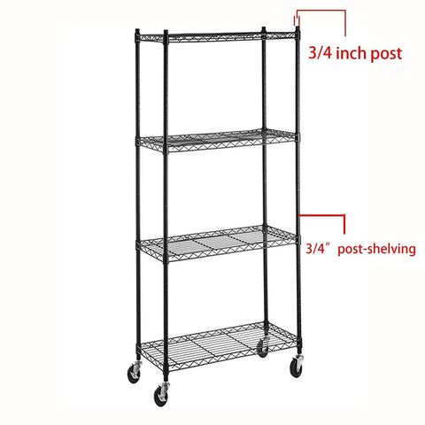 Set Of Four Caster Wheels For Organization And Storage Shelving on a wire shelf demonstration.