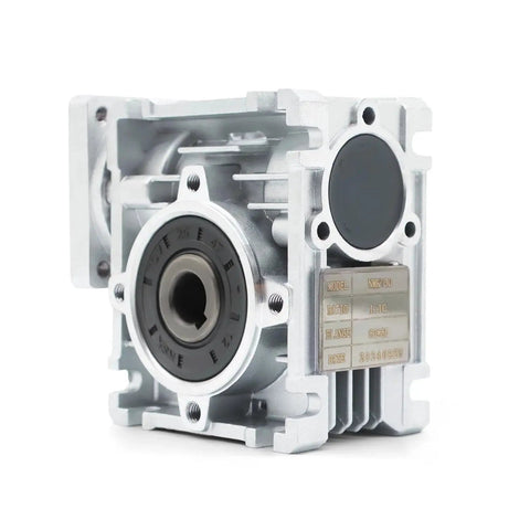 NMRV-030 Worm Gear Reducer 10 To 1 For NEMA23 Motors 12V Ready with flange input and output, durable housing, and smooth operation.