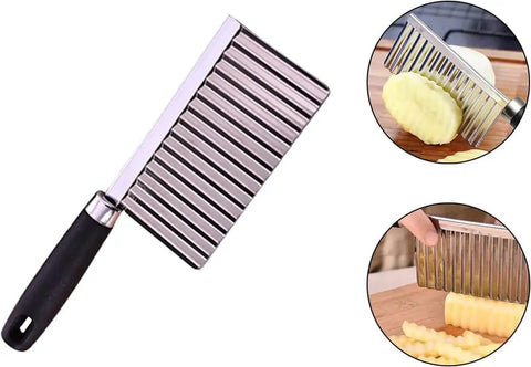 Crinkle Cut Potato Cutter Knife 4 Inch Stainless Steel With Easy Grip Plastic Handle for cutting veggies and fries with wave edge