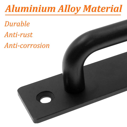 Close-up of 2 Pack Sliding Barn Door Handle Durable 5.9 Inch Aluminum Alloy Pull with black finish and mounting hole visible