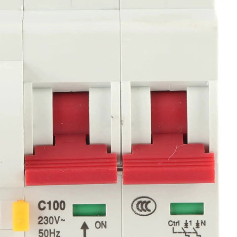Close-up of Smart Circuit Breaker 2P 100A AC220V with Built In Antenna and Flame Retardant Shell for DIY Wiring