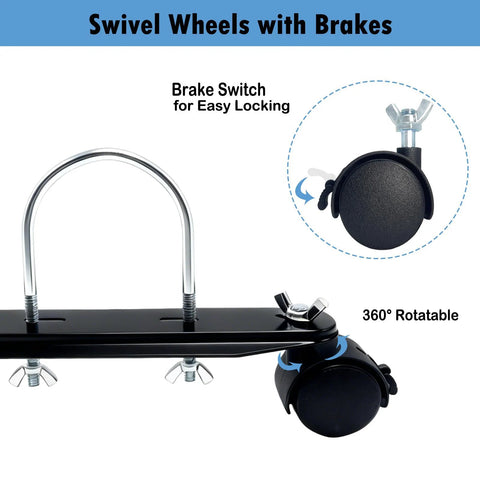 Tceapoo pulley wheel bracket set for oil heater; 360° swivel wheels with brake, metal U-bracket, 1 pair