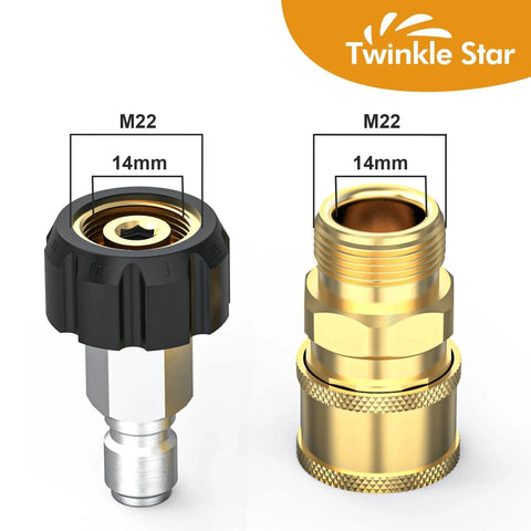 Pressure Washer Quick Connect Adapter Kit M22 14mm to Three Eighth Inch Swivel Fittings for Power Washer Gun Hose and Pump