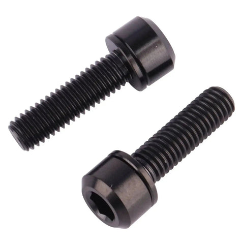 Ultra Lightweight Titanium Hex Bolts For Bicycle Stem With Washer Pack Of 6 M5 X 16, 18, 20mm Stigma Chamfer Head Black Finish