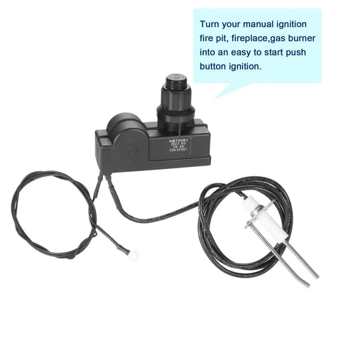 Push Button Fire Pit Ignition Kit With Two Outlets And Ground Wire For Gas Burner Systems Up To 150000 BTUs Propane Heater Grill.