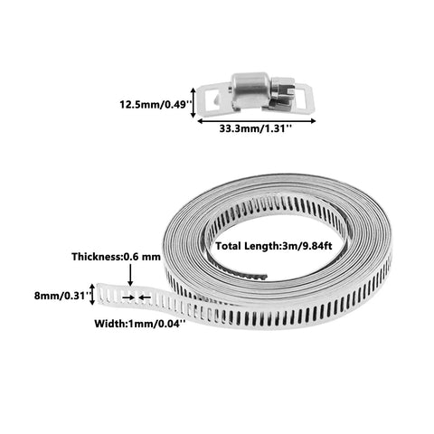 Heavy Duty Worm Gear Hose Clamps 304 Stainless Steel Adjustable Pipe Clamp Kit With Fasteners Long Metal Screw Pipe Strapping