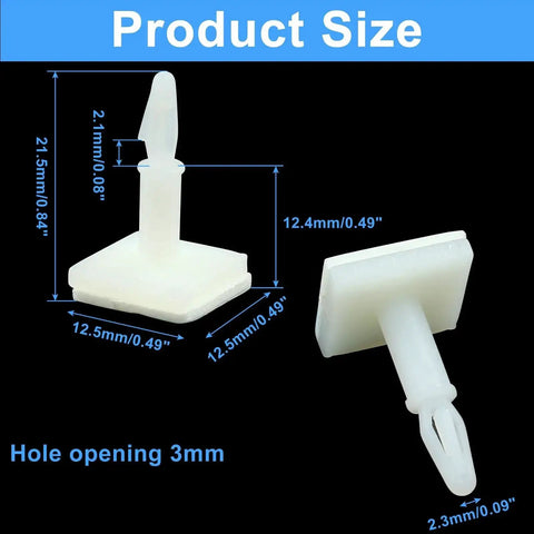 White Adhesive PCB Spacer Set 25 Pcs Nylon Standoffs With Sticky Base 12.4mm High Support For 3mm Hole Circuit Boards