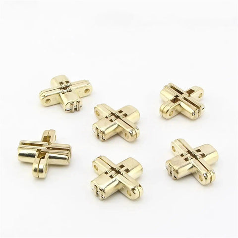 Two Piece Folding Table Zinc Alloy Gold Cross Invisible Hinge Dining Table Hardware Set 180 Degree Hidden Hinge White Finish 2 Pack
