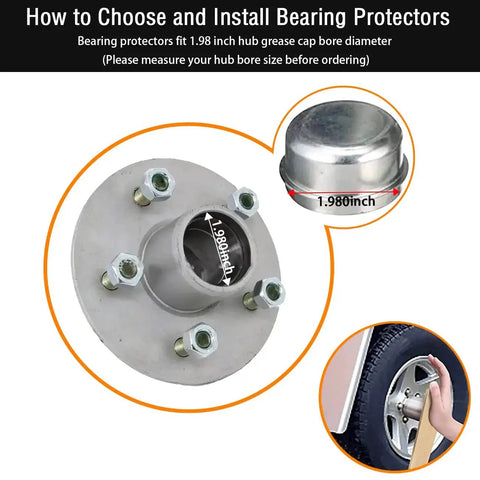 Beefed Up Trailer Wheel Bearing Protector Set 1.98 Inch Stainless Steel Bearing Protectors With Dust Cover Caps For Trailer Or Boat