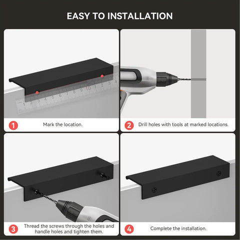 Installation guide for Black 5 Inch Edge Finger Cabinet Pulls Set Of 10 For Kitchen Cabinets And Furniture Doors, Aluminum Alloy Drawer Handles.