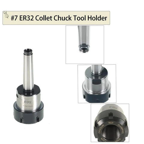 7 Piece ER32 Collet Chuck Tool Holder Set For CNC Milling Lathe And Engraving Machines, Heavy Duty Alloy Steel, shown assembled