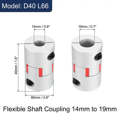 2 Pack Flexible Plum Shaft Coupling 14mm To 19mm Aluminum Spider Coupler For 3D Printers CNC Machines And Servo Stepper Motors