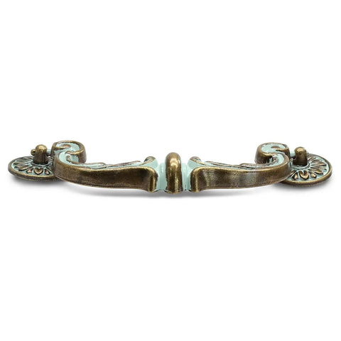 Four Piece 6 Inch Center Hole Pull Handles Set in Zinc Alloy Rustic Vintage Drop Down Bail Swing Dresser Pulls for Kitchen Cabinets