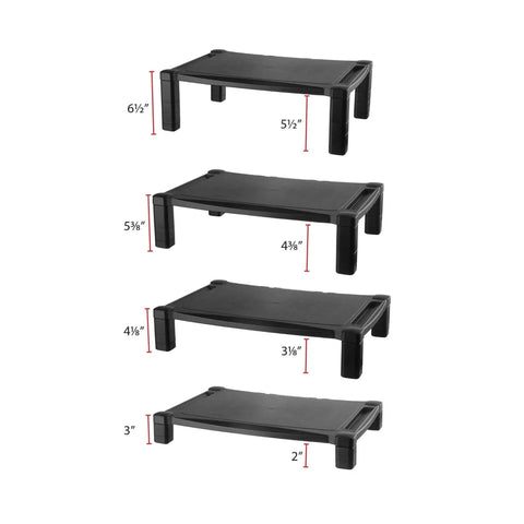 Extra Wide Monitor And Laptop Stand With Height Adjustable From 3 To 6.5 Inches, 20 By 13.25 Inch Platform, Sturdy Black Desk Accessory