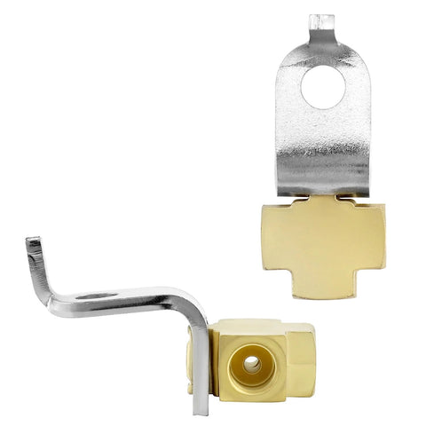Brass 3-way brake line tee connector with inverted flare fittings and mounting bracket
