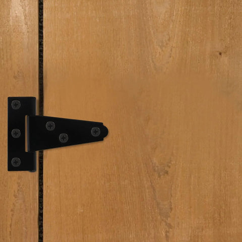 6 Pack Tee Hinge 2 Inch Heavy Duty T Strap Hinges Black For Barn Doors Gates Sheds Wooden Fences Wrought Iron Rustproof Hardware installed