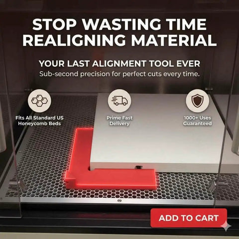 Five-Magnet Laser Honeycomb Bed Alignment Tool With Easy Lift Tab Rock-Solid Neodymium Magnetic Grip For Precise Cut And Engrave in use