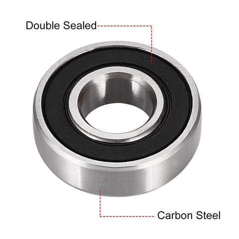 Ball bearing 12x28x8 mm, double-sealed, carbon steel, front view
