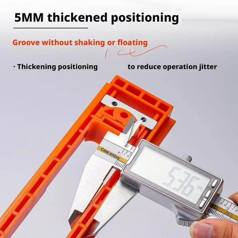 Close-up of orange Door Hinge Jig Installation Kit With Adjustable Template And Milling Cutter For Precise Hinge Alignment
