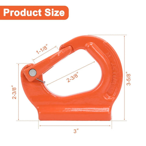 Product dimensions of the 2 Ton G80 Weld On Anchor Hook Heavy Duty Lifting Hook with 4400 lbs working load for crane and tractor.