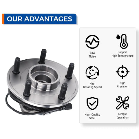 Front Wheel Hub And Bearing Assembly 513272 For 2007 To 2010 Jeep Wrangler 5 Lug With ABS Easy Bolt On Replacement