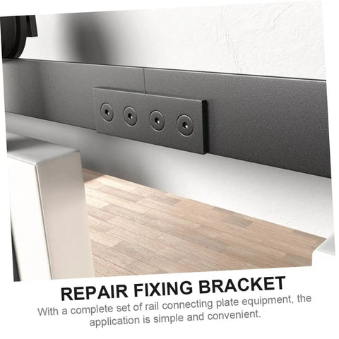 Track Mending Plates Heavy Duty Bracket Connector For Barn Door Tracks Seamless Repair For Sliding Doors And Furniture Durable Carbon Steel 4 Hole Brace Plates installed on wall
