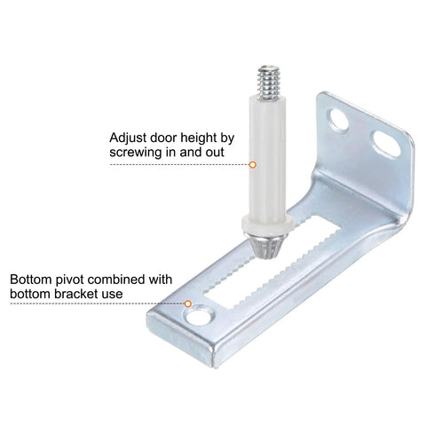 Four Pack Pro Grade Bifold Door Hardware Bottom Pivot Set with Support Metal Plate and bracket for bi-fold pocket doors