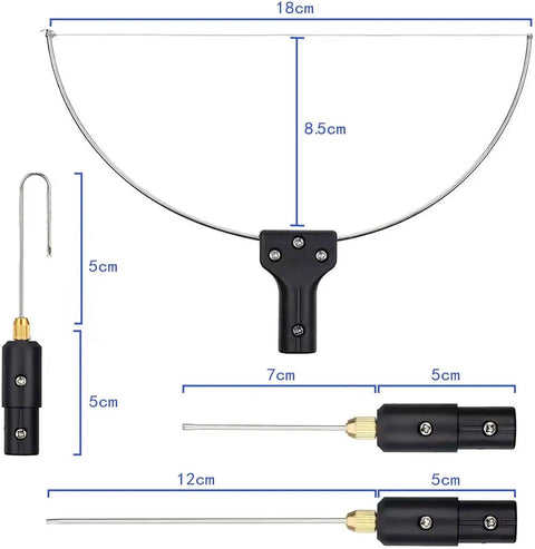 4 In 1 Foam Cutter Set With Digital Voltage Controller For Safe Precise Styrofoam Cutting And Craft Pen Tools GOCHANGE shown with tool dimensions