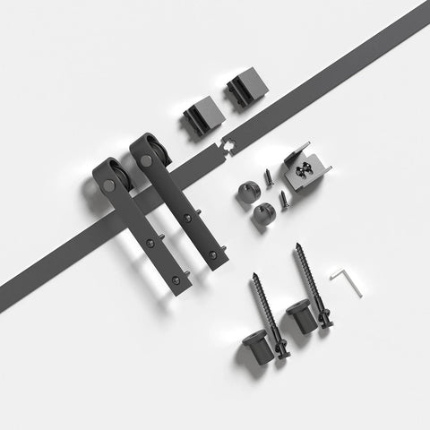 2.5 Ft Sliding Barn Door Hardware Track Kit For Cabinets And More, Easy Install, Smooth Quiet Ball Bearing Rollers, components