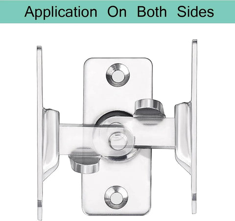 Front view of Two Pack 90 Degree Sliding Barn Door Privacy Lock With Right Angle Latch Cam Lock Stainless Steel Space Saving Door Clasp