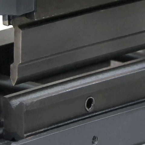 Close-up of Compact 8 Inch Manual Sheet Metal Shear And Brake Combo for 20 Gauge Steel 90 Degree Bends Space Saving Tool