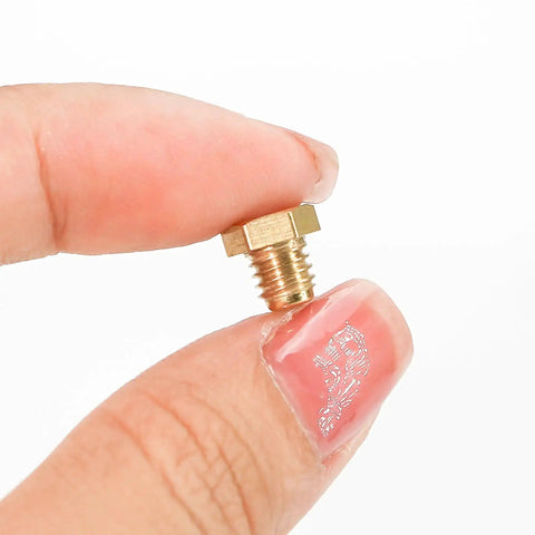 Copper Zerk Grease Fittings Flush Low Profile M6x1mm Plug Hex Head Thread Mount in hand view for machine tools greasing