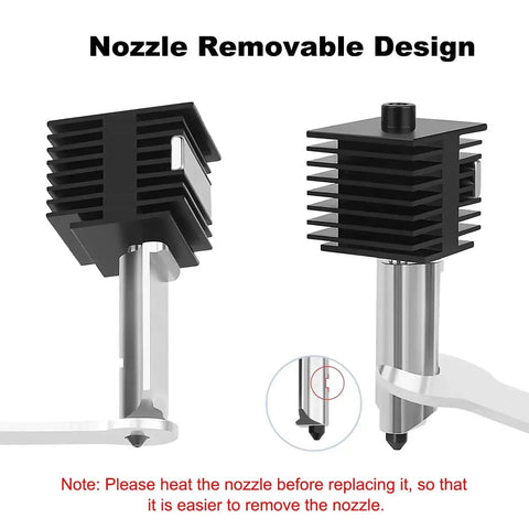 Side view of 3 Pack Hotend Kit With 0.2mm 0.4mm 0.6mm Nozzles For 3D Printers, Replacement Print Head Compatible With Bambu Lab A1 And A1 Mini