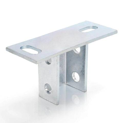 Front view of Four Pack U Post Base Brackets For 1 5 8 Inch Square Channel With Two Slotted Holes Heavy Duty Galvanized Steel