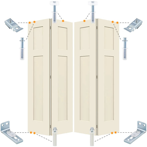 Two Pack Bifold Door Hardware Repair Kit With Top And Bottom Brackets Pivots And Spring Loaded Guide Wheel for installation