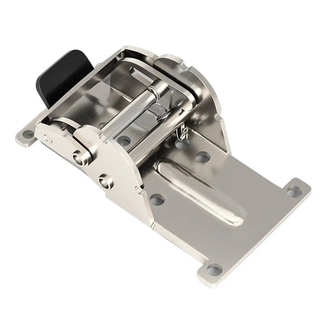 Industrial Locking Hinges With 180 Degree Foldable Leg Brackets for tables, beds and workbenches, steel construction shown close-up