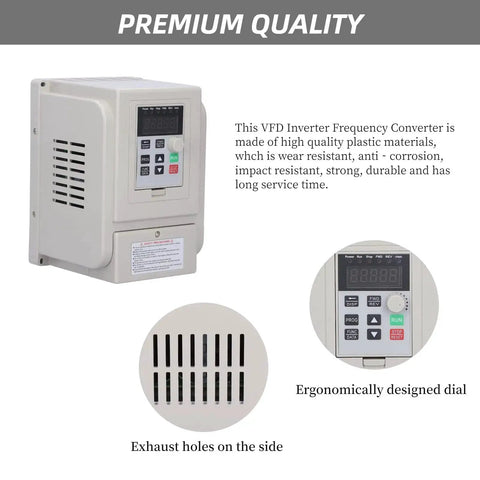 110V VFD Inverter 1500W for Motors from Single Phase to Three Phase with controls and exhaust holes, premium quality