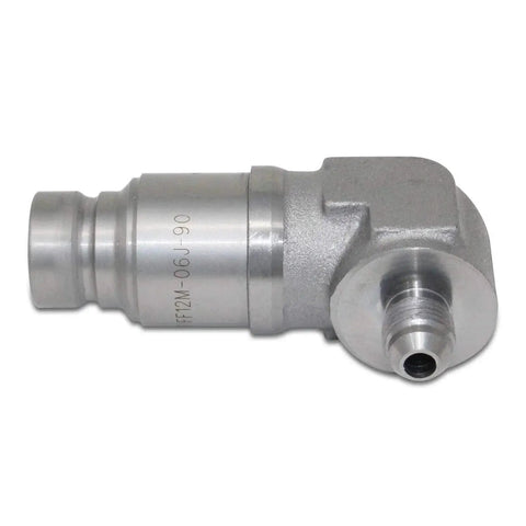 Side view of 90 Degree Flat Face Skid Steer Hydraulic Quick Connect Coupler Set For 12 GPM Systems With ISO Body Size One Half Port Thread