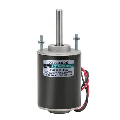 High Torque DC Motor 12V/24V Permanent Magnet CW CCW 30W 3500/7000 RPM with mounting bracket, front view